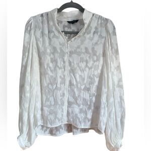 Banana Republic Factory Cream Floral Sheet Blouse with Balloon Sleeves